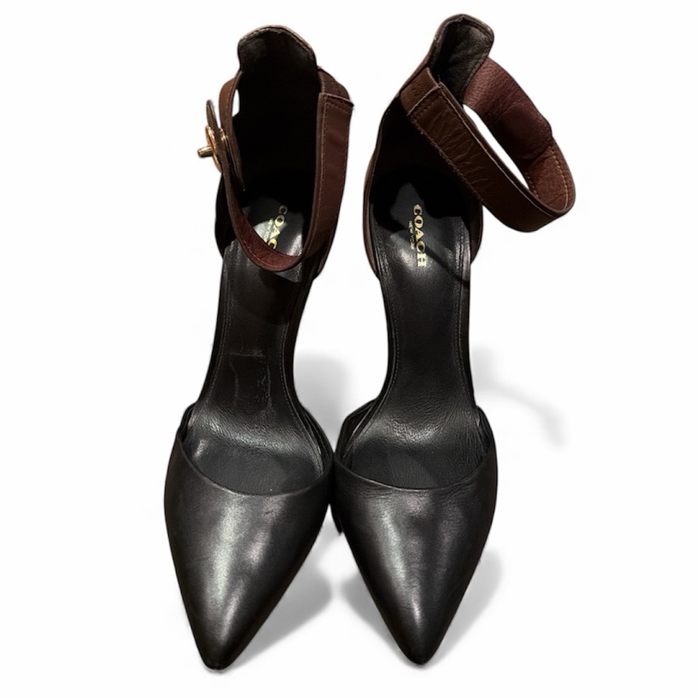 Coach Housten Black and Brown Women's Ankle Strao Heels Size 10